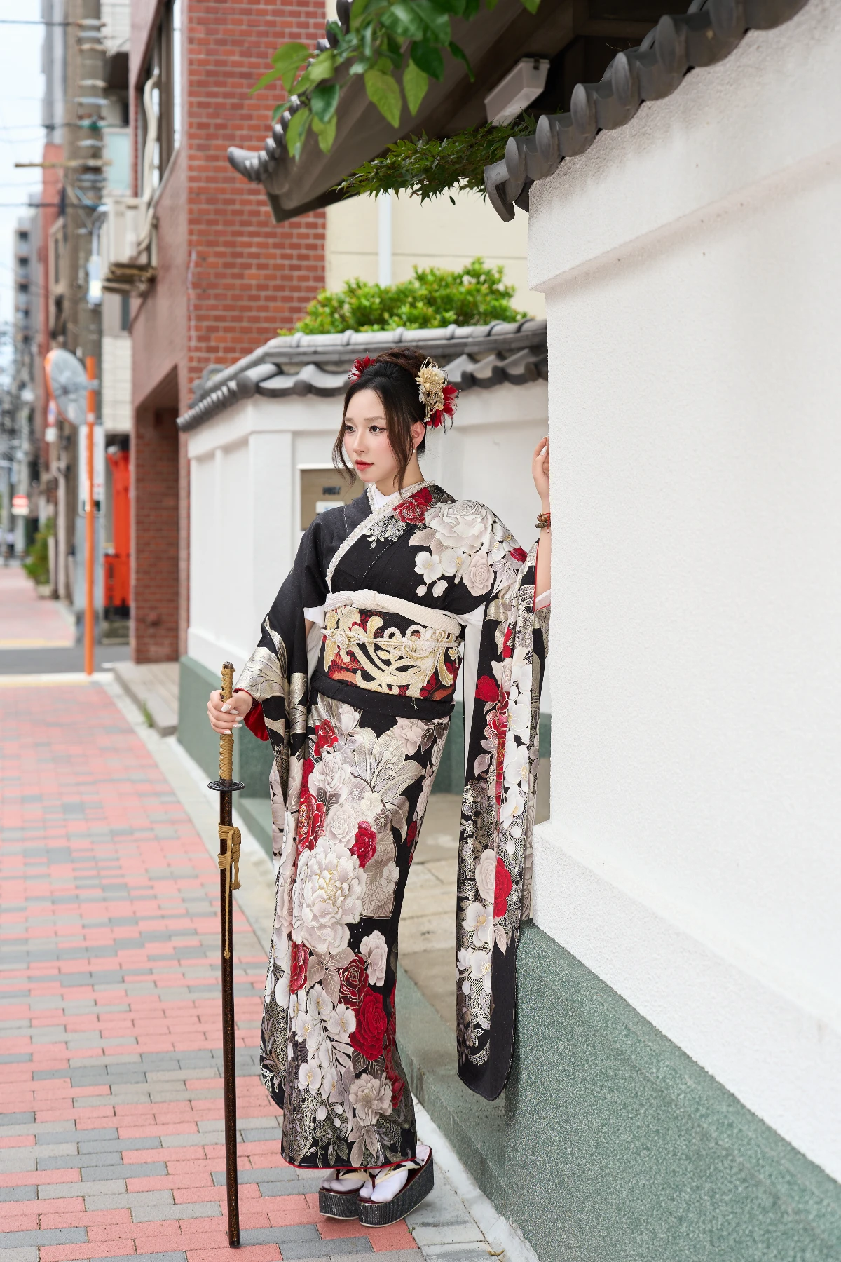 KM-05 Kimono Luxury Màu Đỏ Đen